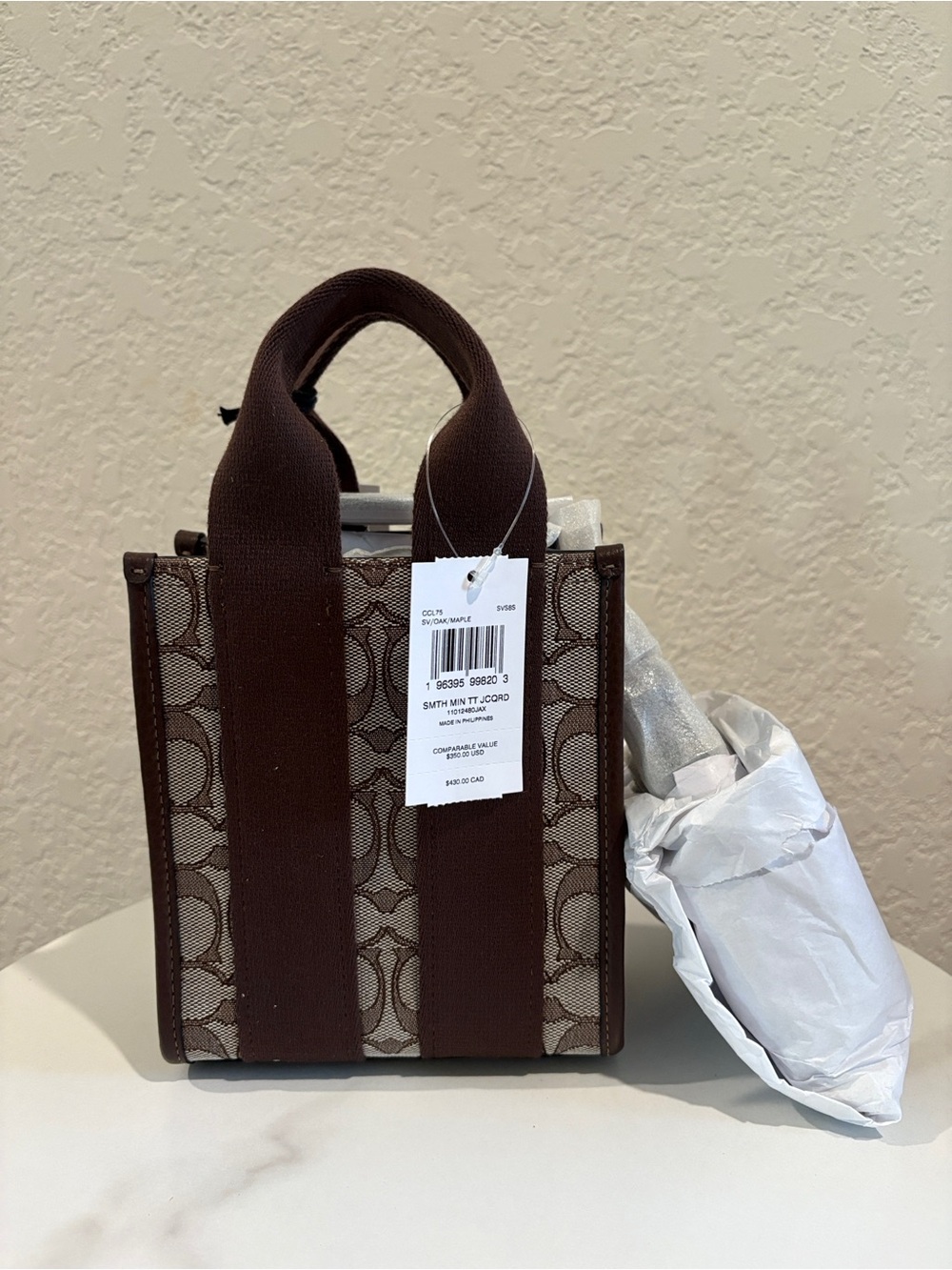 Coach Smith Mini Tote Bag In Signature Jacquard NWT